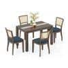 Atlas Crest Solid Wood 4 Seater Dining Table With Reed Dining Chairs Set