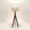 Triune Brown Wooden Table Lamp with White Printed Lampshade