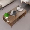 Hexa Engineered Wood Modern Coffee Table With Golden Metal Legs In Flower Wenge