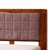 Grid Solid Wood Queen  Size Upholstered Bed Without Storage (Provincial Teak Finish, Brown Colour)
