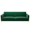 Calisa 3 Seater Velvet Sofa Cum Bed in Green colour
