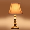 Devansh Off-White Cotton Vintage  Lamp With Wood Base (12X8X18.25)