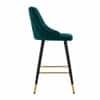 Doe Buck Upholstered Counter Height Bar Stool in Teal Colour with Gold Accents