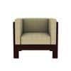 Prashiv 1 Seater Wooden Sofa (Creame Colour, Walnut Finish)