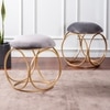 Classic Velvet Ring Metallic Stool in Grey Color Set of 2