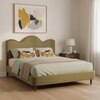 Solara Wave Luxe King Size Bed in velvet With Oak wood Frame & Hydraulic Storage