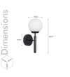 Divina Single Light Wall Fitting In Black  Finish With Opal Frosted White Glass