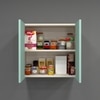 2 Door Mirror Glossy Triple Layered Uv Resistant Handless Cabinet In Mint Finish