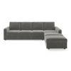 Apollo Compact Sofa (Colour : Ash Grey Velvet, Cushion : Hard, Back Type : Regular, Seating Capacity : Right Aligned 3 Seater + Right Aligned Chaise + Ottoman)