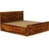 Moglis Solid Wood King Size Bed With Box Storage Bed In Honey Oak Finish