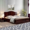 Sniu Solid Wood Queen  Size Bed Without Storage (Walnut Finish)
