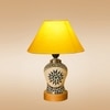 Devansh Conical Yellow Cotton Shade Lamp With Wood & Mosaic Glass Base For Decoration/Office/Home/Gifting/Study For Decoration/Office/Home/Gifting/Study -(10X10X14.5) Inches -A