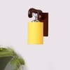Devansh Solid Wood Electric Wall Light in Brown Colour with Yellow Shade Count of 1 Light