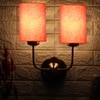 Devansh Metal Electric Wall Light in Gold Colour with Orange Shade Count of 2 Lights