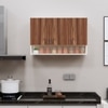 3 Doors Modular Wall Mounted Kitchen Cabinet With Organizer Shelf In Aisan Walnut Finish