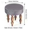 Roswell Sheesham Wood   Round Stool in Iron Grey Velvet Upholstery