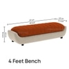 Marko Velvet 2 Seater 4 Feet Ottoman Bench in Orange & Cream  Color