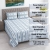 Blue And White Floral 400 Tc  Cotton Flat  Super King Size Bedsheet With 2 Pillow Cover