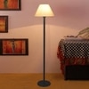 Mathew Off White Fabric Shade Floor Lamp with Black Iron Base