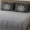Grey & White Abstract 400 TC Cotton Flat Super King Size Bedsheet With 2 Pilllow Covers
