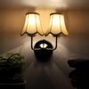 Devansh Dual Steel Metal  Wallmounted Lamp With Cotton Off-White Shade