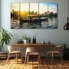 The Castle Decor Kerala Boat Wall Painting Wooden Framed 27x48 Inch (Style 2)