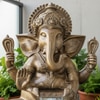 Gold Fiber Glass Lotus Ganesha Indoor Water Fountain