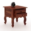 Zander Solid Wood Bedside Table in Brown Finish