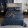 Stoa Paris Super King Size 100% Cotton Bedsheet with 2 Pillow Covers  Size Navy Blue Beige