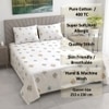 Bani White Floral 400 TC Cotton Flat Double Queen Size Bedsheet with 2 Pillow Covers – Threads