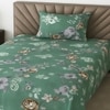 Green Floral 210 TC Mix Cotton Flat Single Bed Size Bedsheet With 1 Pillow Cover From Threads