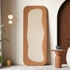Miro Upholstered Organic Floor Mirror in Rust Boucle Finish