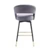 Doe Buck Mixoy Velvet Bar Stool in Emerald Grey Colour with Gold Accents