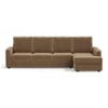 Apollo Sectional Fabric Sofa (Colour : Fawn Velvet , Seating Capacity : Right Aligned 3 Seater + Chaise+ Ottoman  Cushion Type : Soft )