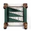Oakville Sheesham Wood Vintage 2 Seater Maachi Balcony Bench with 2 Stools in Green and White