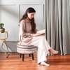 Hues Jacquard Wooden Ottoman in Multicolor