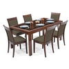 Vanalen 6-To-8 Extendable - Dalla 6 Seater Glass Top Dining Table Set (Colour- Grey , Finish- Dark Walnut)