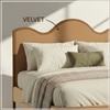 Solara Wave Luxe Queen Size Bed in velvet With Oak wood Frame & Hydraulic Storage