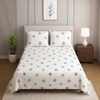 Eon White Floral 400 TC Cotton Flat Single Size Bedsheet with 2 Pillow Covers – Threads