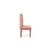 Rosslyn wood Dining Chair in Coral Pink Velvet Upholstery with TEAK FINISH