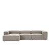 Elegantedge Wood Right Aligned 3-Seater With Upholstery Non Storage Sofas In Grey Colour