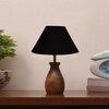 Devansh Black Cotton Table Lamp With  Wood Natural Base (10X12.5 Inches)-26
