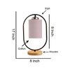 Devansh Grey Cotton Drum Wooden & Iron Table Lamp -17 Inch Height  -G