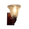 Devansh Solid Wood Electric Wall Light in Brown Colour with Transparent Shade Count of 1 Light