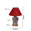 Devansh Conical Maroon Jute Shade Lamp With Wood & Mosaic Glass Base For Decoration/Office/Home/Gifting/Study For Decoration/Office/Home/Gifting/Study -(10X10X14.5) Inches -A