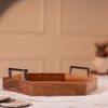 Ireka Home Utsav Wooden Serving Tray with Iron Handles – Small