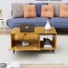 Hexa Engineered Wood Center Table With Storage And Open Rack In Giant Wood