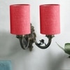 Devansh Metal Electric Wall Light in Antique Gold Colour with Pink Shade Count of 2 Lights