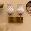 Devansh Metal Electric Wall Light in Antique Gold Colour with Red Shade Count of 1 Light