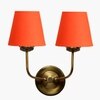 Devansh Metal Electric Wall Light in Gold Colour with Beige Shade Count of 2 Lights
